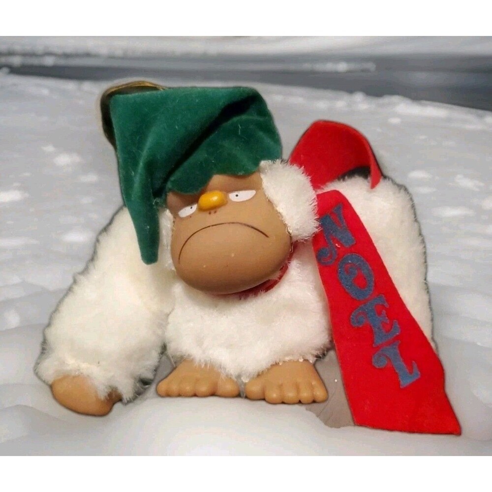 Vintage 1979 RODNEY the White GORILLA Christmas Ornament Miserable Grumpy
